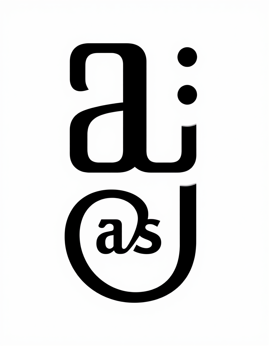 Lettermark Logo idea: lettermark logo of the letters Asj - islam , monogram initials, elegant typographic design, interlocking or stacked letters, flat vector logo, centere