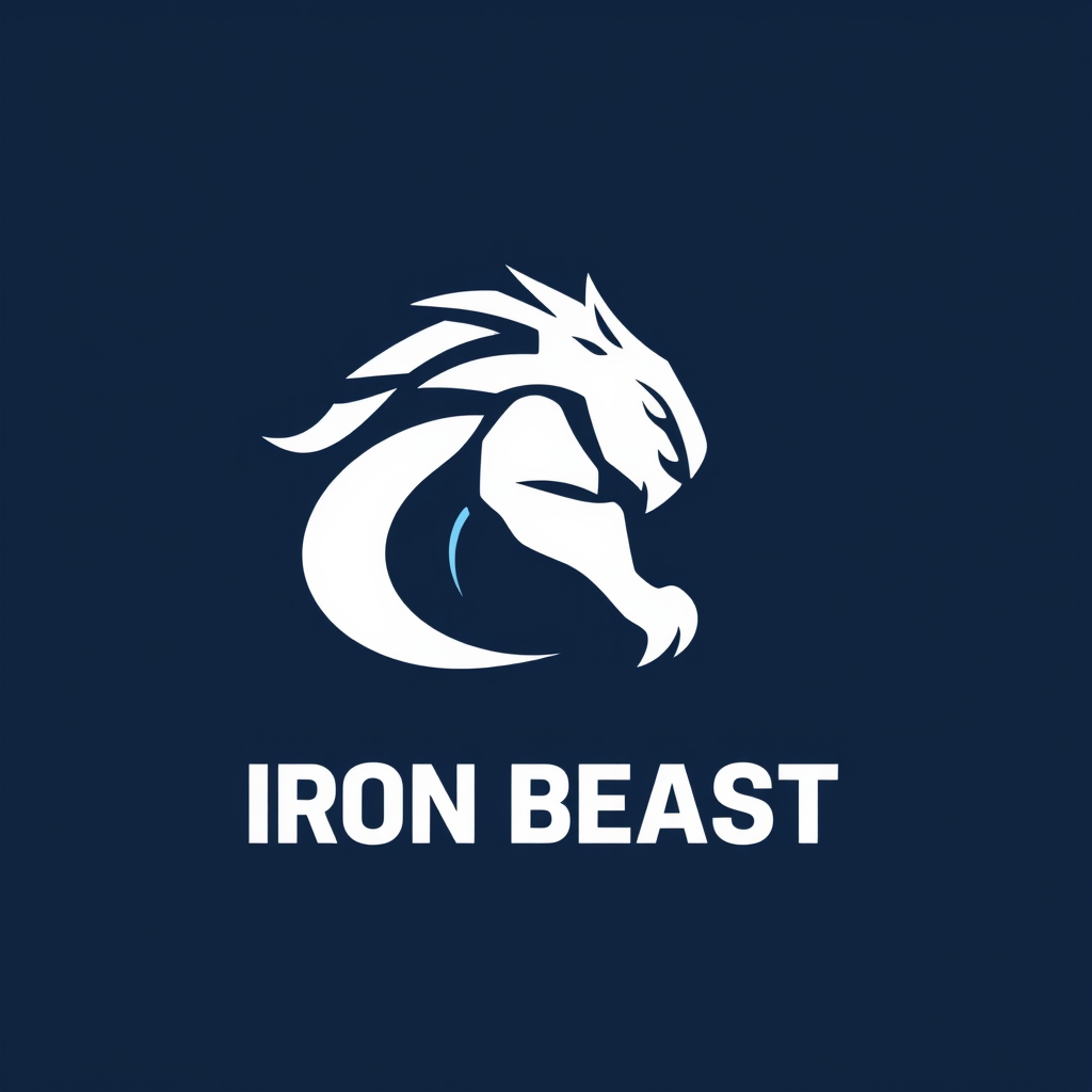 Main logo studio: simple abstract swoosh mark logo for a fintech company, gradient indigo “Create a logo for my gym named IRON BEAST. Put a BEST IMAGE FORM YOUR SIDE in