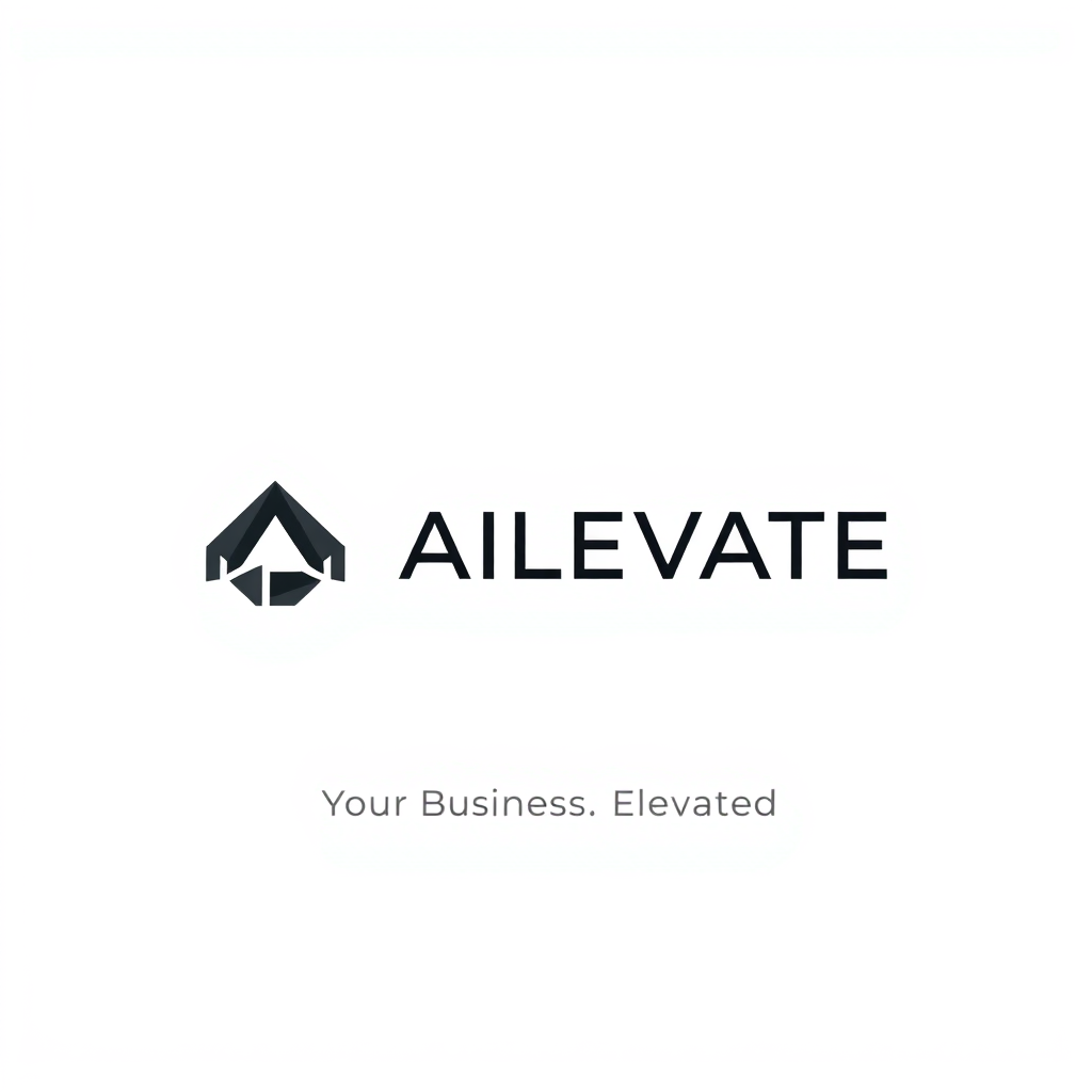 Main logo studio: Create a premium minimalist logo for AILEVATE, combining AI + Elevate. AILEVATE builds AI automation, custom software and integrations that make busin