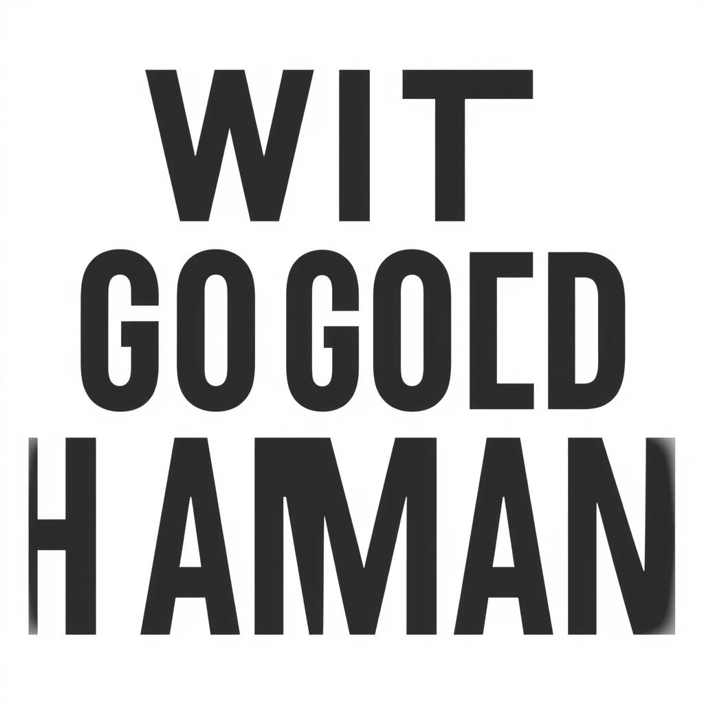 Wordmark Logo idea: wordmark logo of WITH GOOD HUMANS , bold clean typography, flat vector logo, centered, solid white background, high contrast, professional brand ident