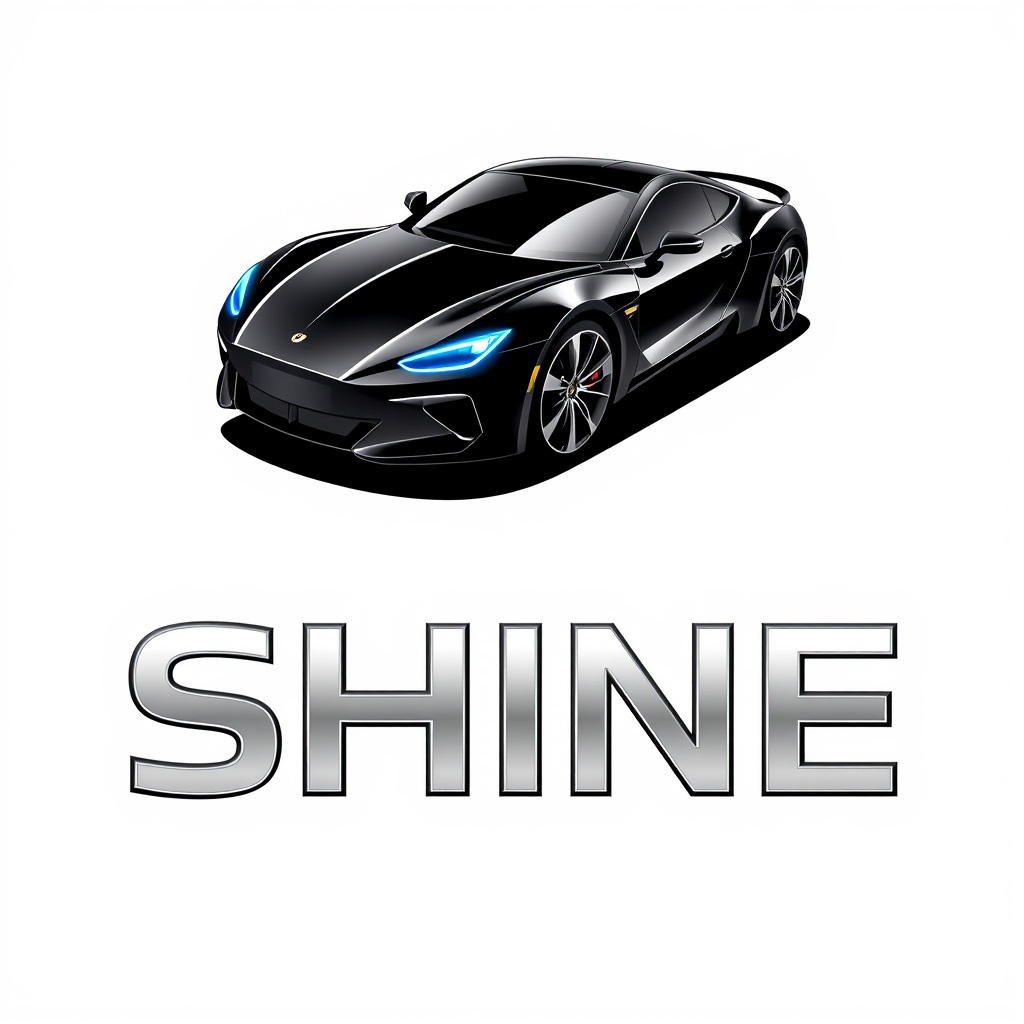 Main logo studio: SHIK SHINE — typographic logo made ONLY from letters. The word SHIK itself visually forms a sleek car, and the word SHINE itself visually forms an orb
