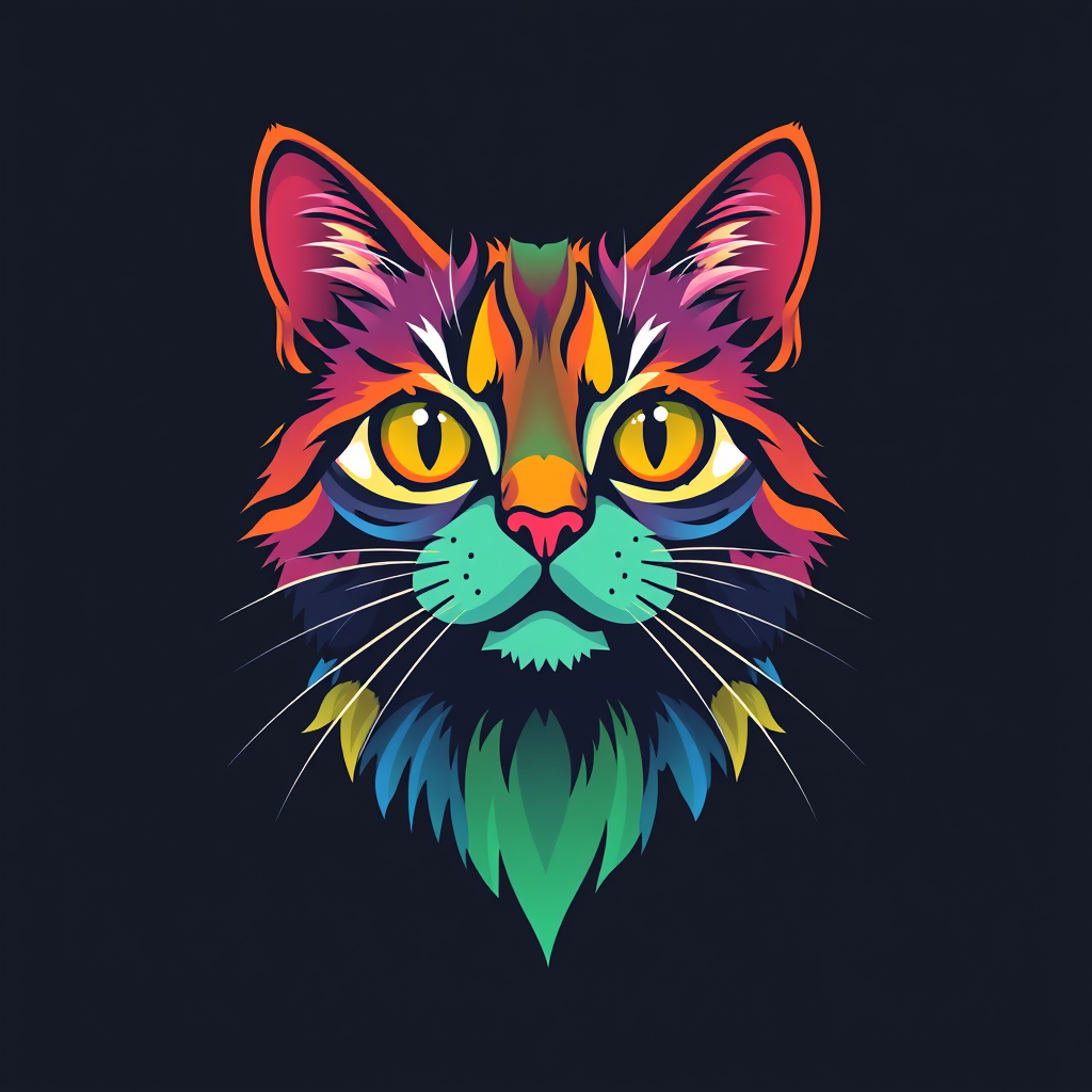 Main logo studio: Make a colorful cat logo that is very cool and cute and beautiful