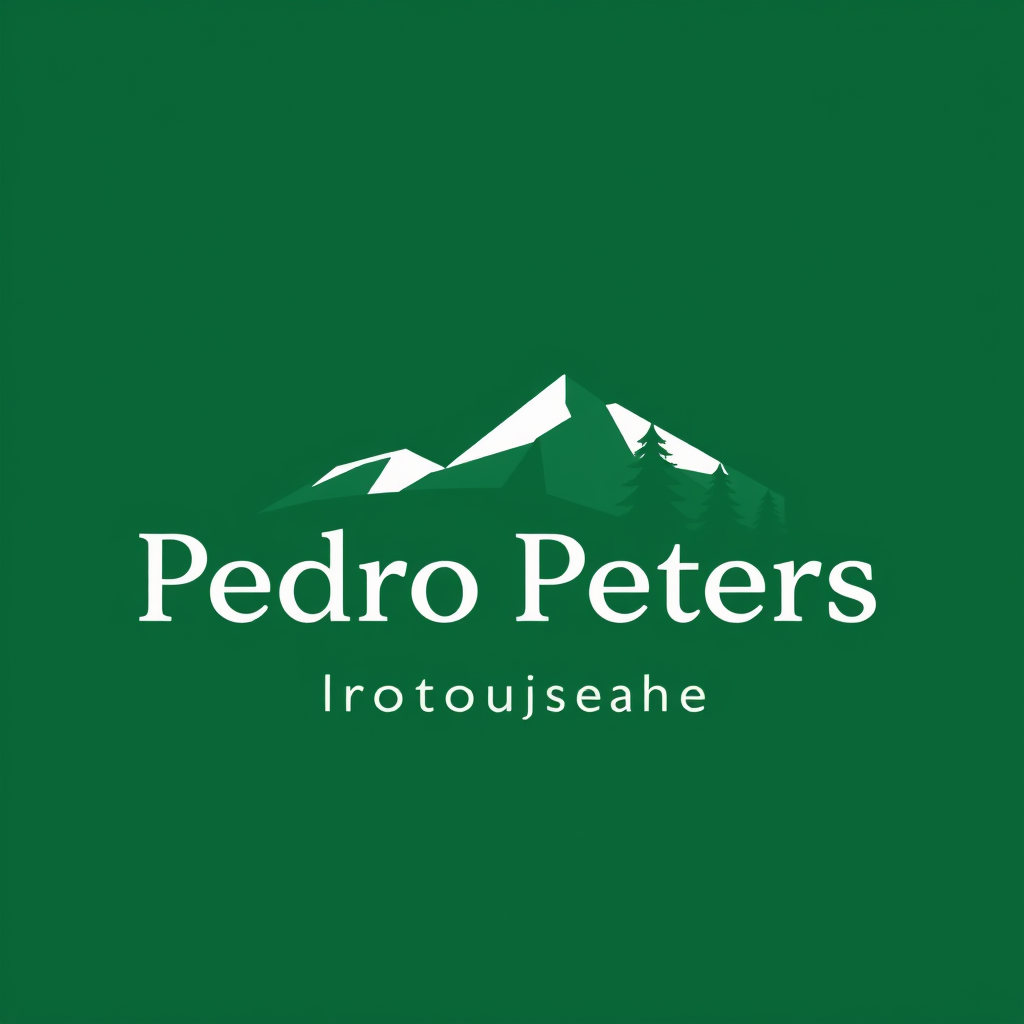 Main logo studio: VERY SIMPLE Logo - Text saying 'Pedro Peters' - who is a landscape photographer - main colour: green and have trees, make the contrast of the colours