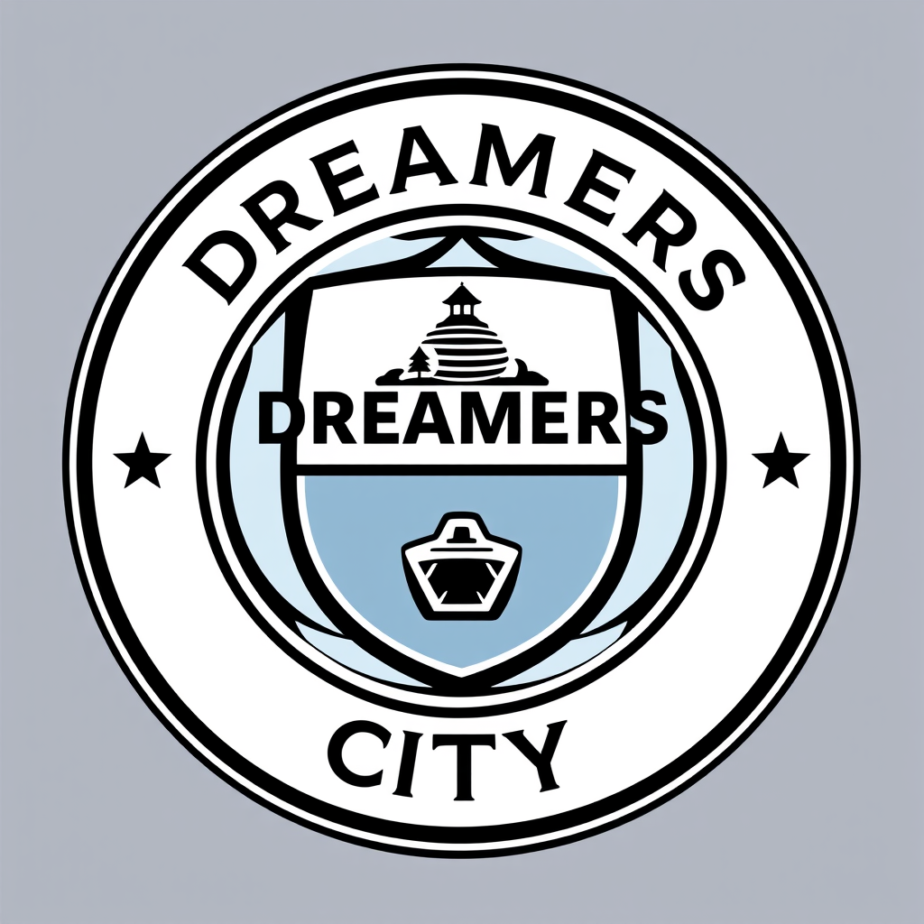 Emblem Logo idea: emblem logo of Pro Clubs Football Team called "Dreamers City" Black/White as colors, maybe a light blue in small detail also. Round crest prefered. Pu