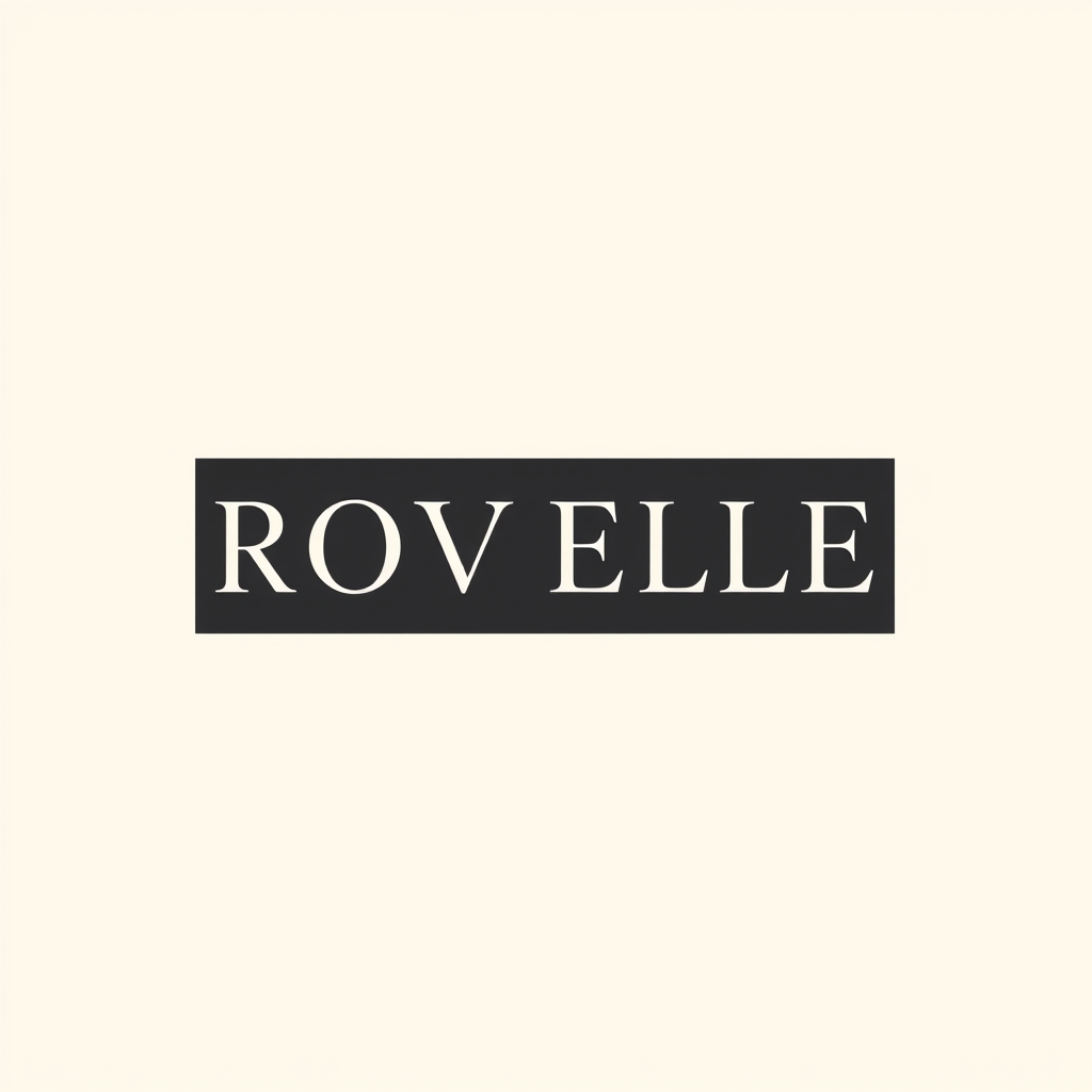 Main logo studio: Create a luxury minimalist fashion brand logo for ROVELLE. A premium feminine fashion label specializing in bags and eyewear. Use a clean elegant seri
