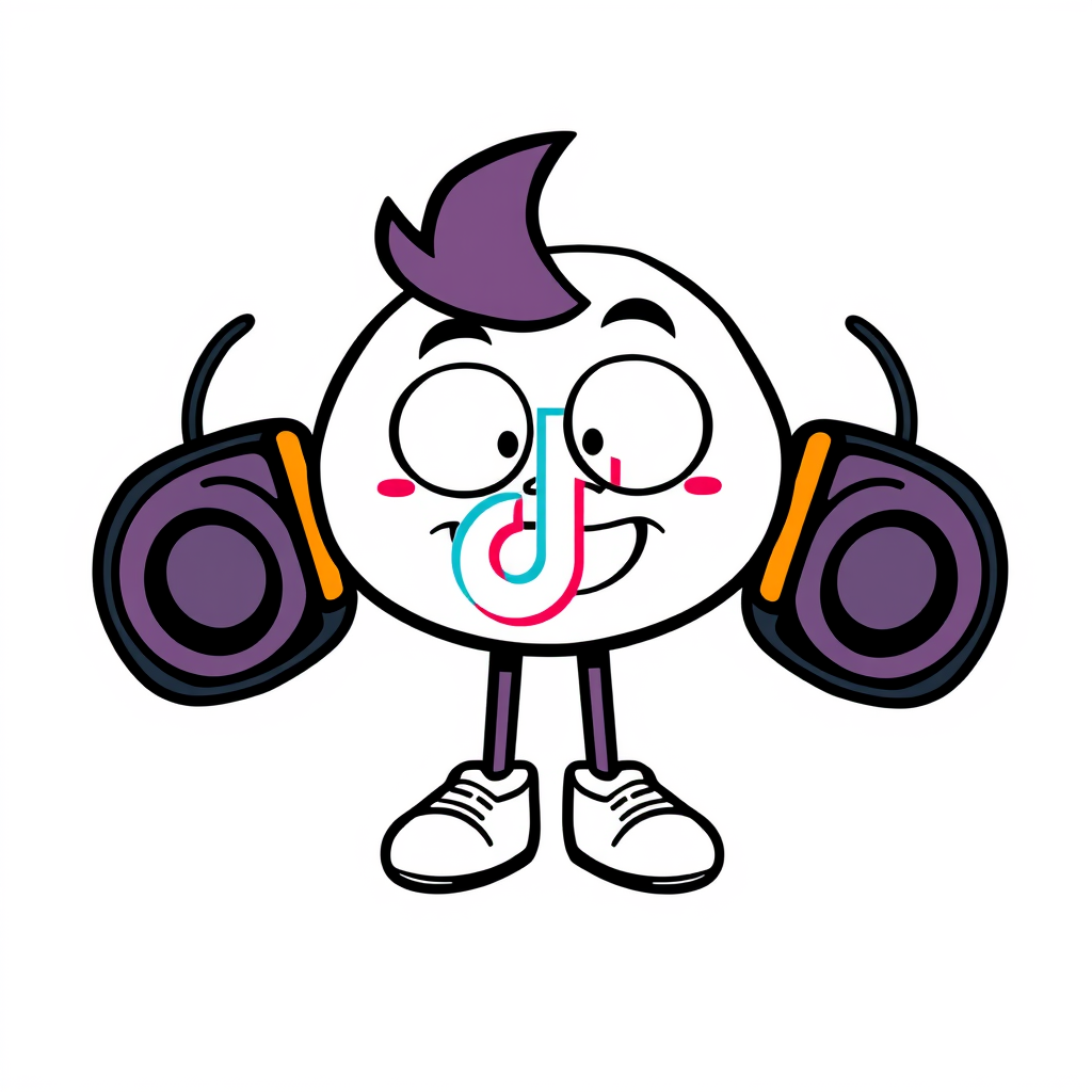 Cartoon Logo idea: cartoon style logo for Create an original mascot character for an underground music discovery brand on TikTok. The character should feel effortlessly 
