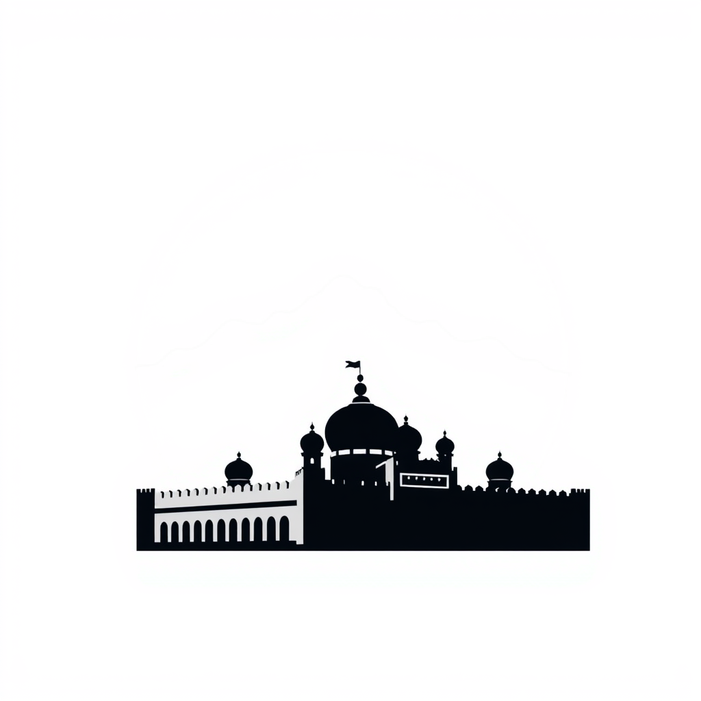 Main logo studio: Create a bold, minimal, iconic rooftop identity for Maharashtra Government, inspired by Maharashtra’s forts, Sahyadri mountains, heritage, culture and