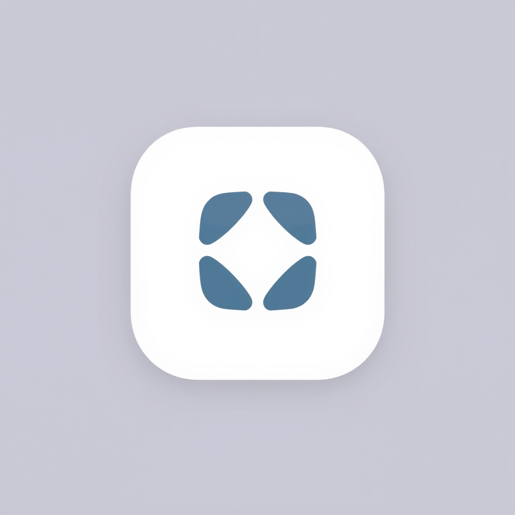 Main logo studio: minimal modern app icon, clean geometric symbol, simple bold shape, no text, flat design, white background, professional, recognizable at small size