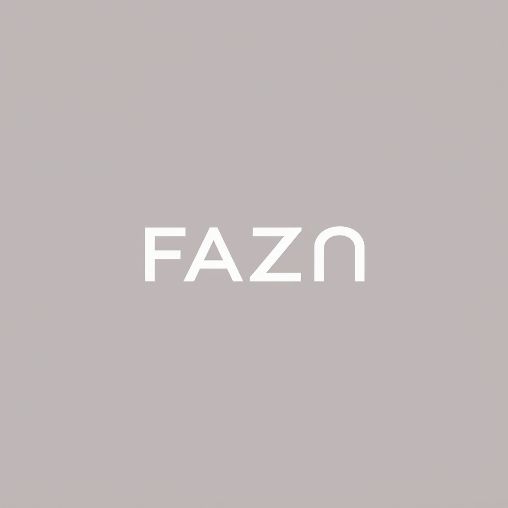 Main logo studio: FAZN brand unique, neutral colors, minimalist, clean, simple, just the logo, sharp, bold, professional, white, Pinterest like, cute , attention grabbi