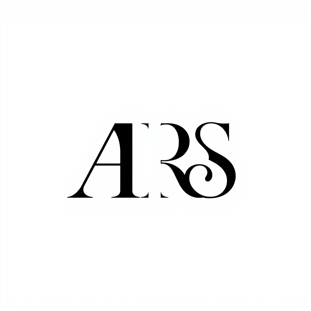 Lettermark Logo idea: lettermark logo of the letters ARS , monogram initials, elegant typographic design, interlocking or stacked letters, flat vector logo, centered, solid