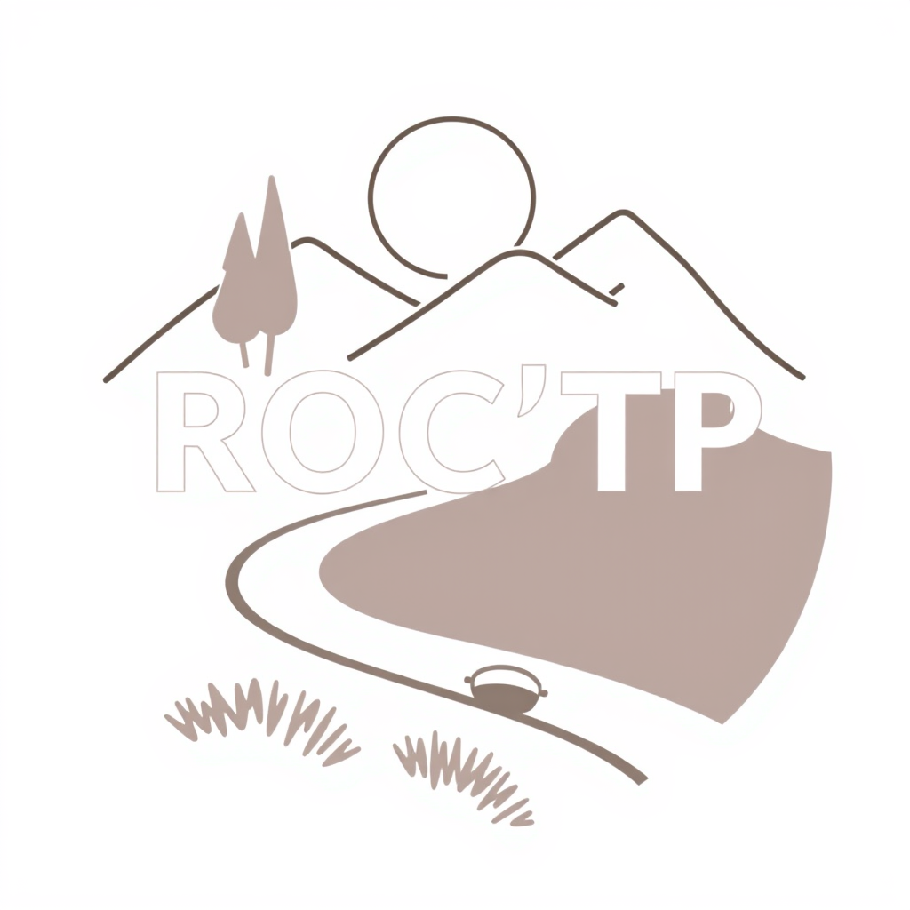 Main logo studio: logo ROC'TP entreprise terrassement godet auge