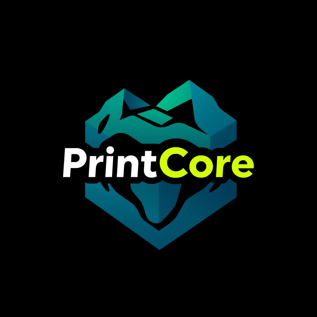 Main logo studio: logo for "PrintCore" a 3d-printing company
