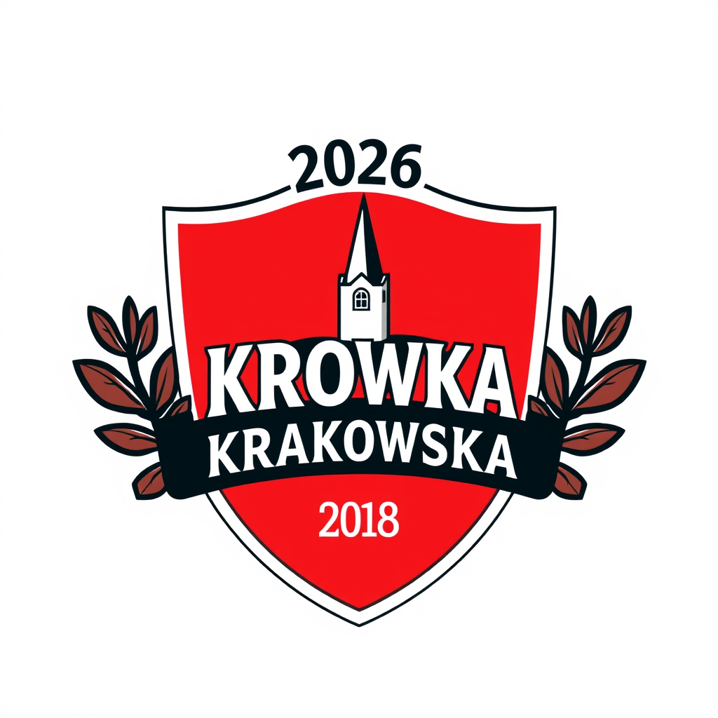 Main logo studio: Herb klubu Krówka Krakowska ma klasyczny, piłkarski kształt. W jego centrum znajduje się krówka Krakowska – słodycz, przedstawiona jako główny symbol