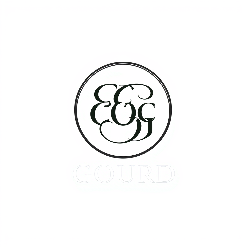 Monogram Logo idea: monogram logo combining the letters EOC Gourd art , elegant intertwined letterforms, flat vector logo, centered, solid white background, high contrast