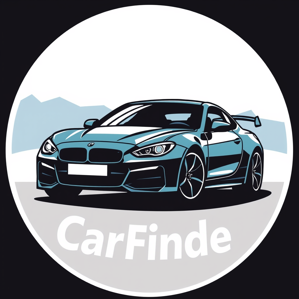 Main logo studio: crie um logo com o nome de: CarFinder e que tenha um carro em cima da logo com so um carro em cima do logo