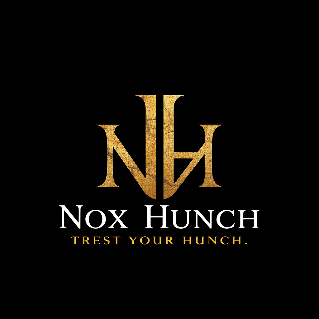 Lettermark Logo idea: lettermark logo of the letters Nox and Hunch, NH, a digital psychological gaming startup, gothic texture, elegant mysterious interlocking logo, black
