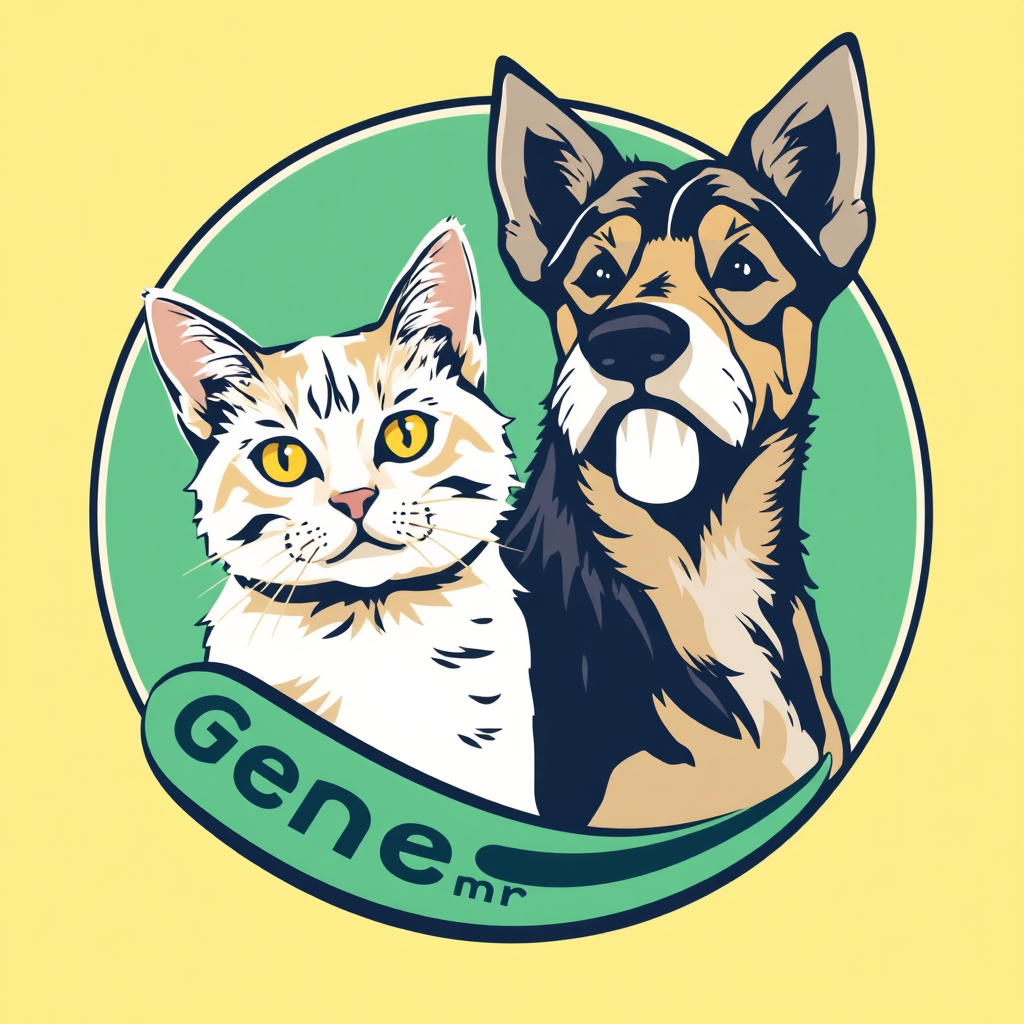 Main logo studio: generier mir ein logo über dienstleistung für tiere mit einer katze und ein hund der hintergrund sollte eine helle farbe