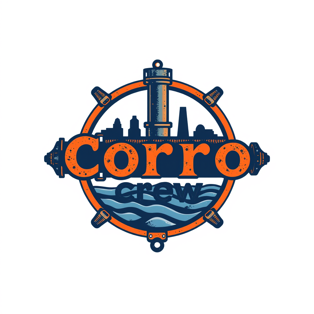 Main logo studio: Our group name is "Corro Crew" we are dealing with the problem of corrosion in dredging pipes and etcand we are trying to develop those pipes, i want 