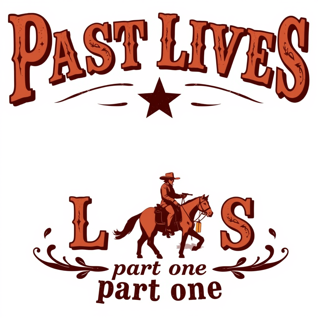Vintage Logo idea: vintage retro logo for "PAST LIVES" and in small "part one" a title for a comic book that talks about cow boys. It should be vintage. It is a logo tha