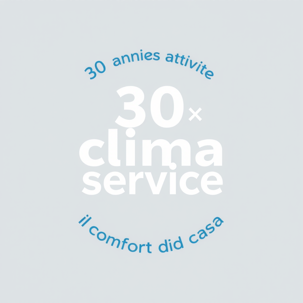 Main logo studio: logo in cui si specifica "30 anni di attività", azienda nome "clima service" nel logo deve essere compreso quello che ti ho aggiunti, aggiungi slogan