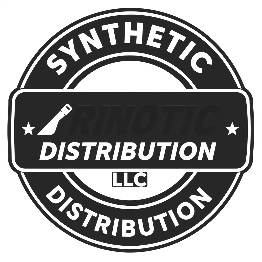 Badge Logo idea: badge logo for Synthetic Distribution LLC is an AMSOIL dealer,synthetic motor oils, lubricants, and filtration products for automotive, powersports, a