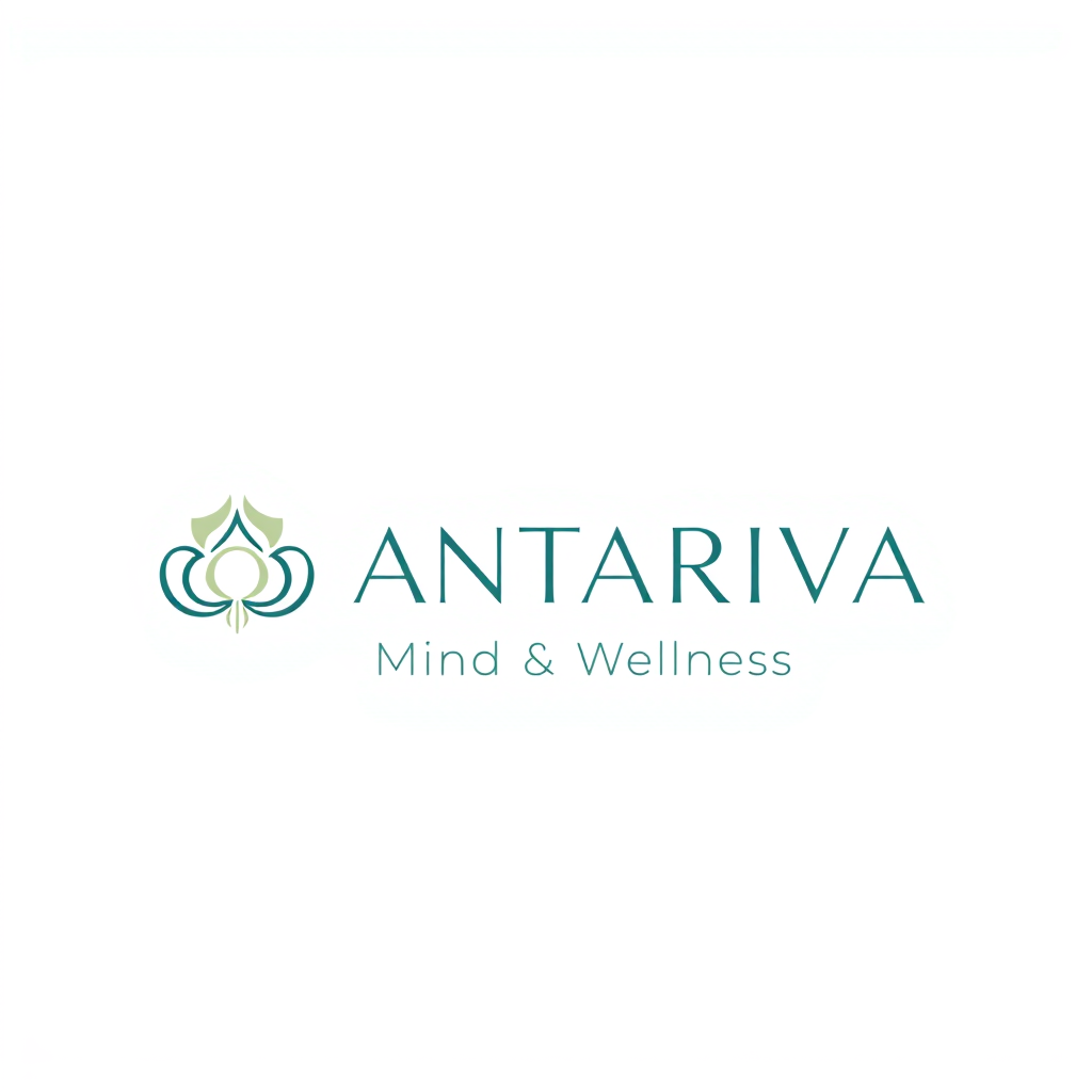 Main logo studio: Design a premium, distinctive logo for a mental health and wellness brand named: ANTARIVA Mind & Wellness BRAND PERSONALITY: Calm, compassionate, trus