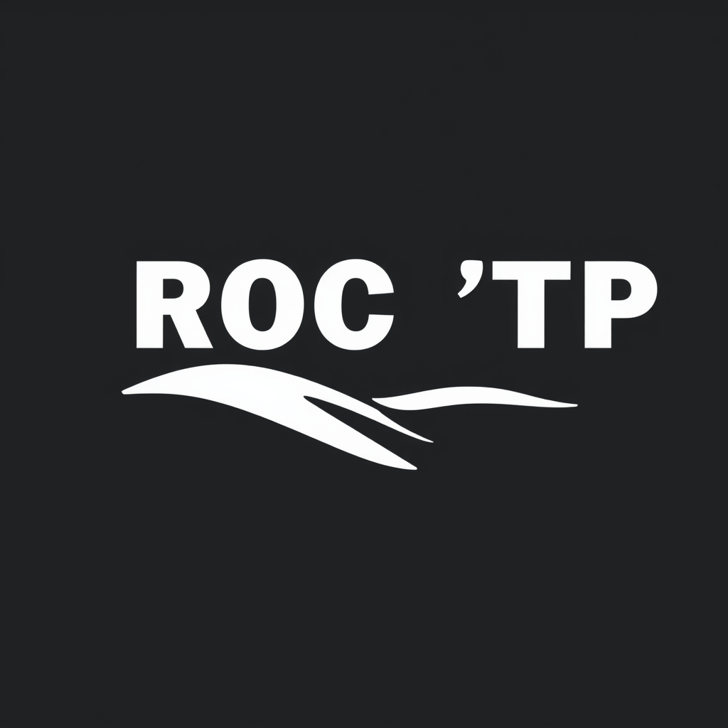 Main logo studio: ROC'TP entreprise de errassement-assainissement-paysage logo godet pelleteuse