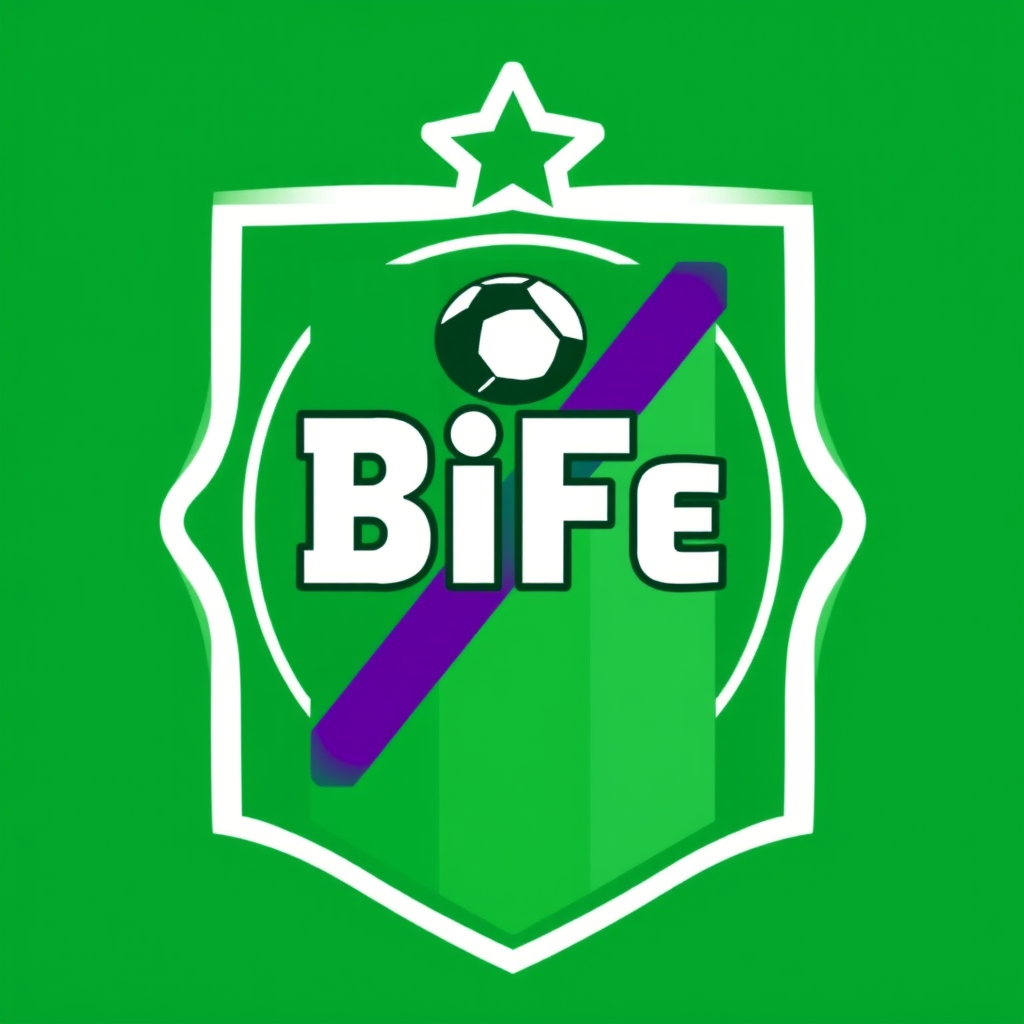 Main logo studio: logo fanta calcio verde e viola per squadra BiEffe con nome sopra e pallone storico