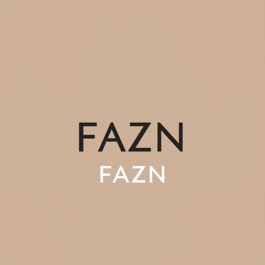 Main logo studio: FAZN brand unique, neutral colors, minimalist, clean, simple, just the logo