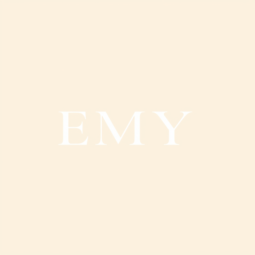 Main logo studio: Create a chic, appetizing and premium logo for EMY, a modern dessert brand. Focus on elegant EMY typography with a subtle dessert-inspired touch, such