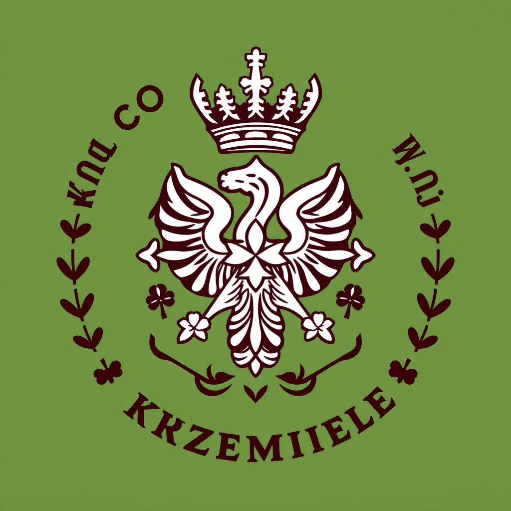 Main logo studio: Koło Gospodyń Wiejskich w Krzemieniewie, skrót KGW Krzemieniew, logo folklor polski, wzory "łowickie" żywe kolory, takie w sam raz dla kobiet na dożyn