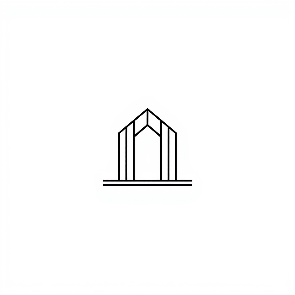 Main logo studio: } Minimal luxury architectural logo, abstract geometric lines, elegant proportions, thin black lines, strong negative space, white background, simple 