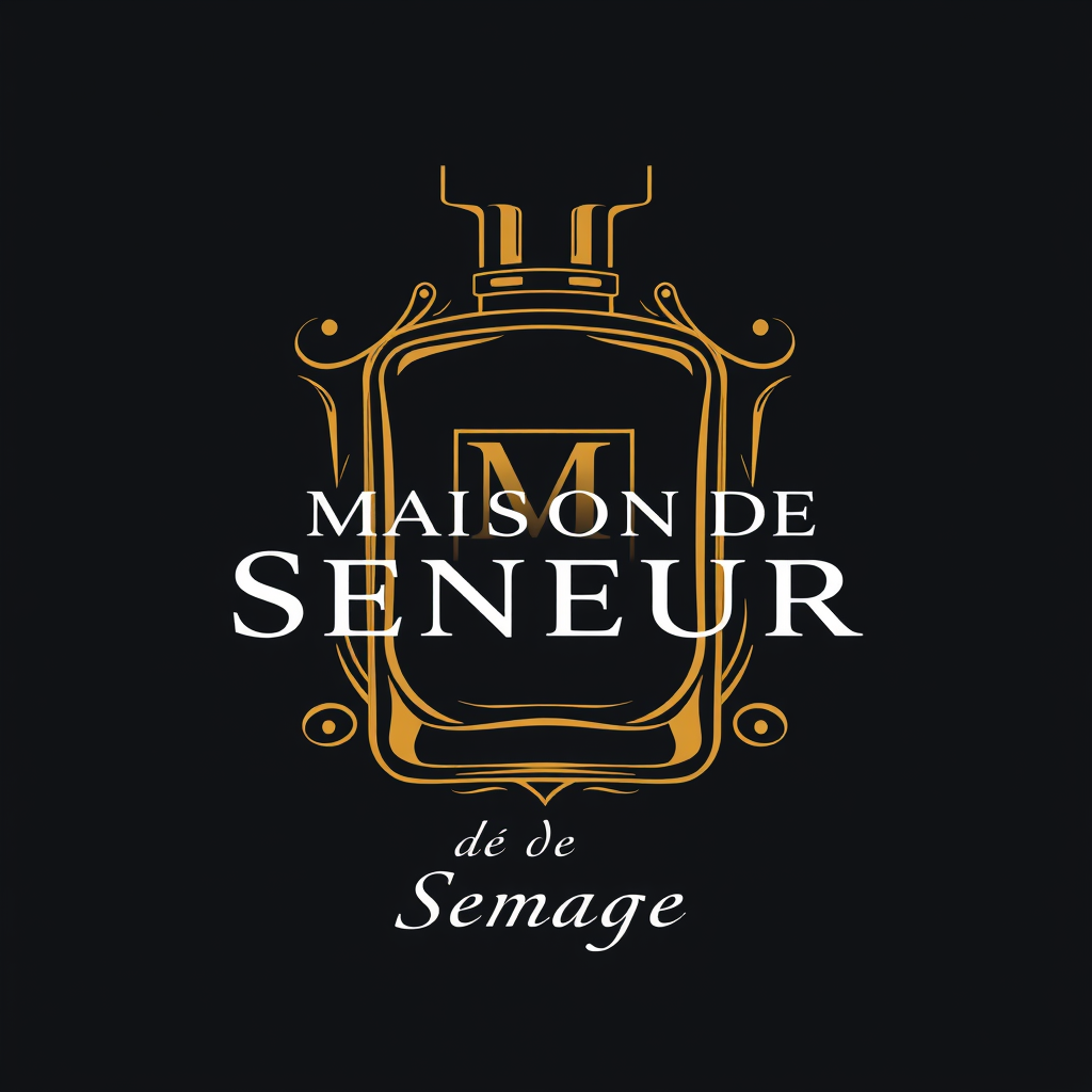 Main logo studio: The name is Maison de Seneur. its for parfume, men parfume. luxury and magic the slogan is smell the magic. add a parfume to the logo. maison with one
