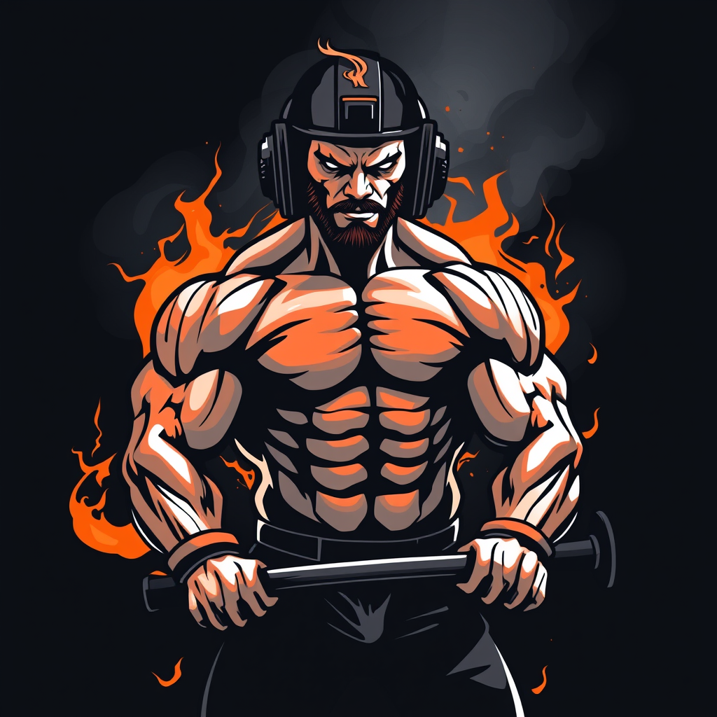 Main logo studio: MUSCLE MACHINE FORGING STRENGTH THAT SERVES YOU Im thinking orange as a coloure ... just the writing above with a logo you can designr