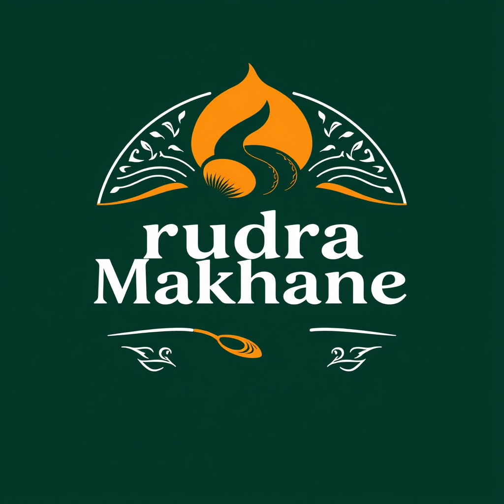 Main logo studio: roasted makhane company logo - company name rudra shree -product roasted makjane