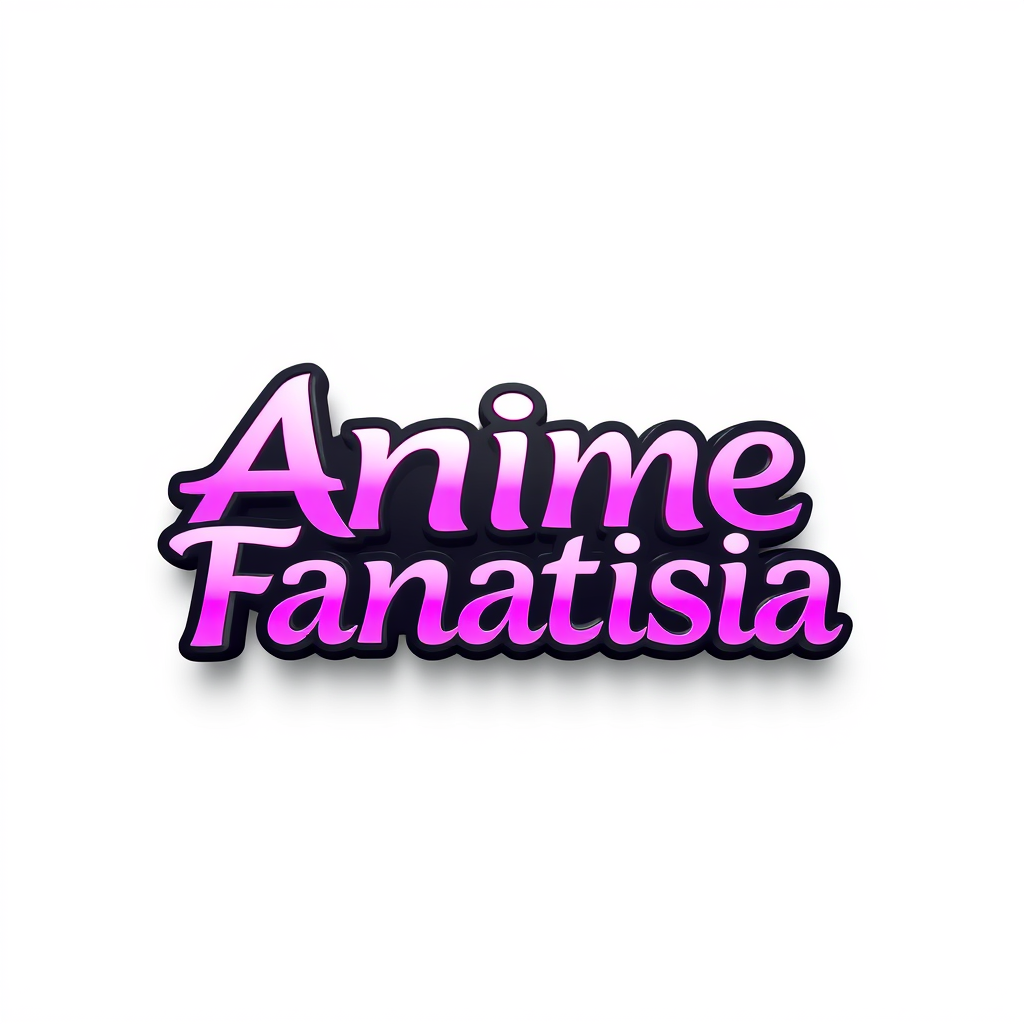 3D Logo idea: 3D logo for Anime Fantasia, violet and pink and black , three-dimensional render, realistic depth and shadows, glossy or metallic surface, dramatic li