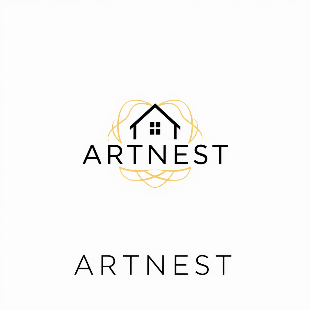 Main logo studio: Minimal luxury logo for ARTNEST, a modern photo frame and wall decoration app. Create a distinctive simple icon inspired by a picture frame and an abs