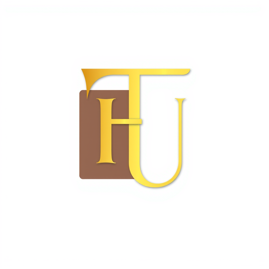 Main logo studio: elegant monogram logo combining letters F and U, gold, luxury brand