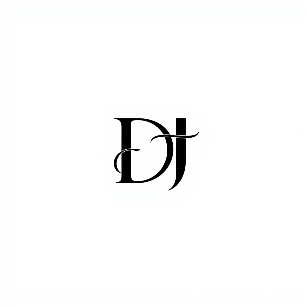 Monogram Logo idea: monogram logo combining the letters DT , elegant intertwined letterforms, flat vector logo, centered, solid white background, high contrast, luxury br