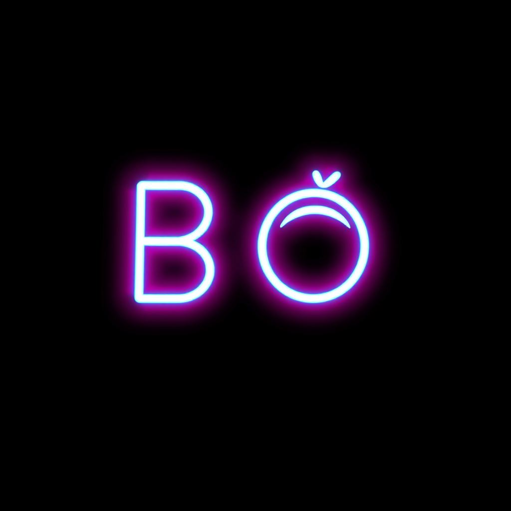 Main logo studio: I would like you to create a neon logo for a music-focused TikTok channel. The channel name will be the same as the logo text: "BØ".