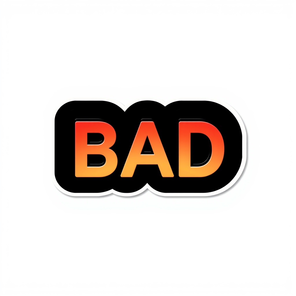 Main logo studio: Brand name "BAD" , reflective dark style colours, letter tipografi easy to read , diferent from common AI makers , with shape to make a sticker,