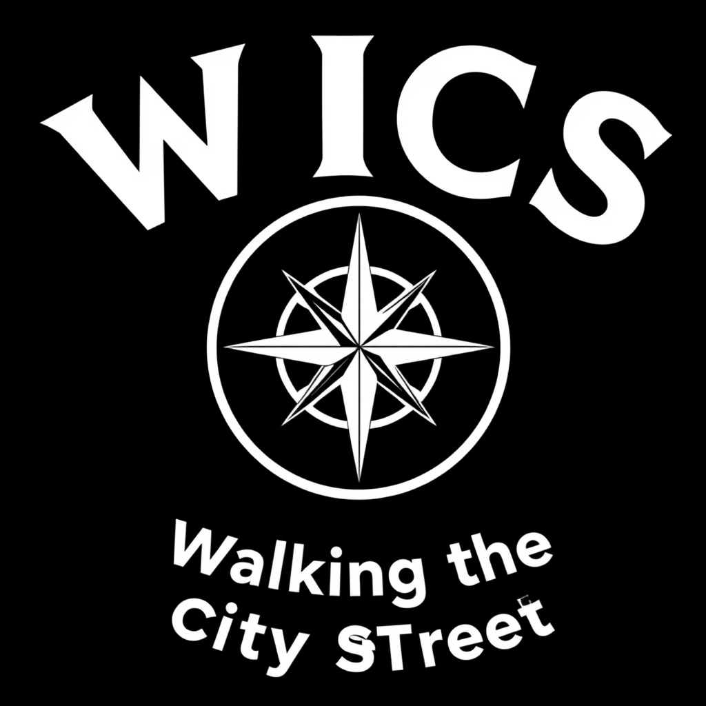 Main logo studio: Use the approved WCS logo as the exact visual reference. Keep the same black background, white WCS lettering, compass rose inside a thin white circle,