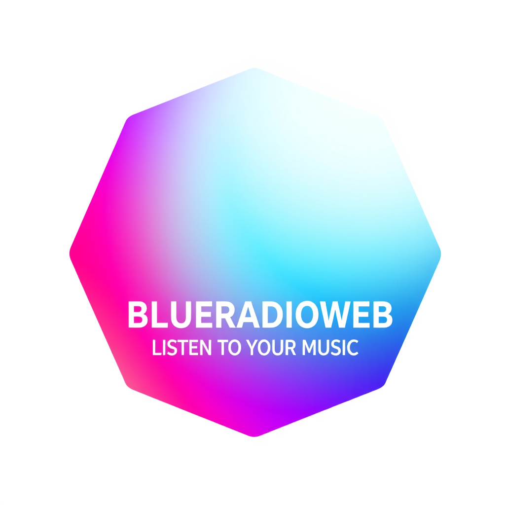 Gradient Logo idea: gradient logo for Générer un logo radio de forme hexagonale en relief écrit en blanc BLUERADIOWEB avec le slogan LISTEN TO YOUR MUSIC , smooth color g