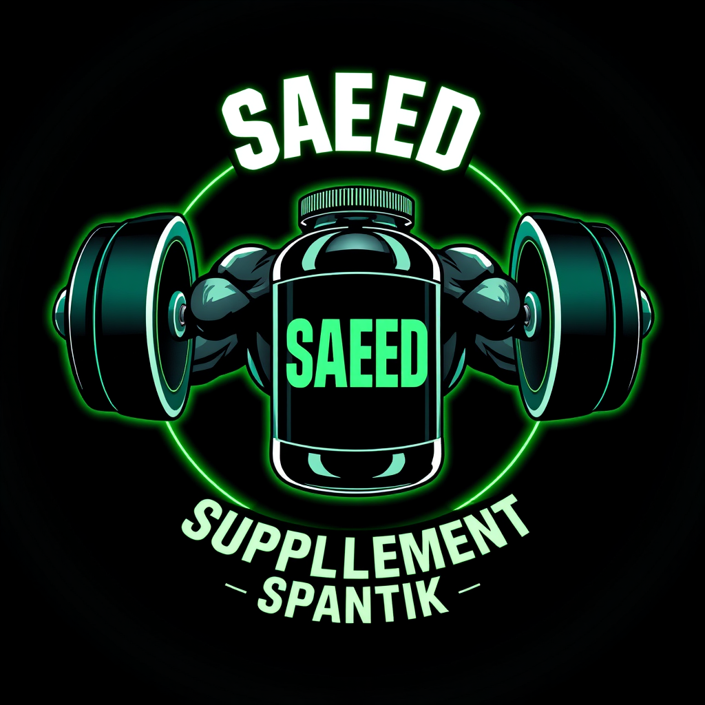 Main logo studio: Create a fierce professional bodybuilding supplement logo. Center a muscular supplement jar with huge muscular arms and legs, lifting a realistic heav