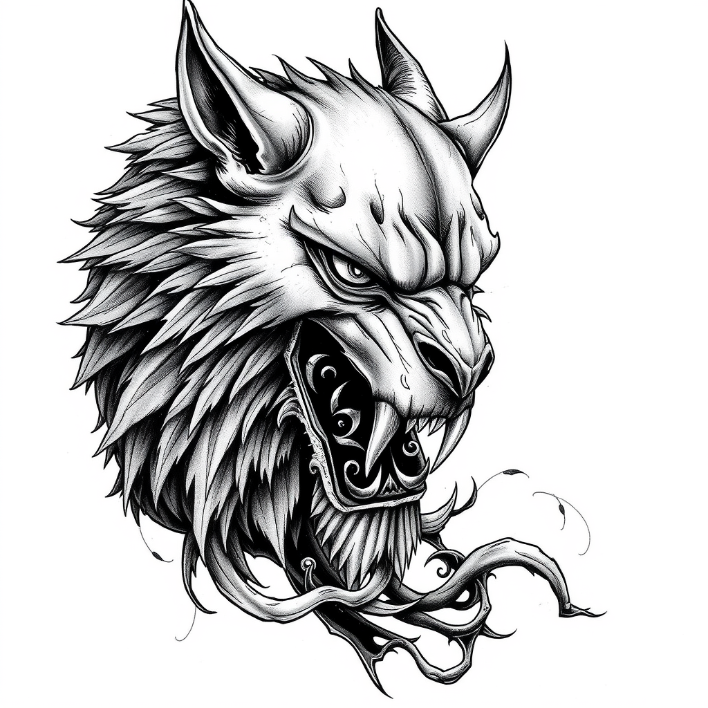 Main logo studio: Tattoo shop for black&gray realism, also art & design - text: BEAST INK × ART Tattoo • Art • Design