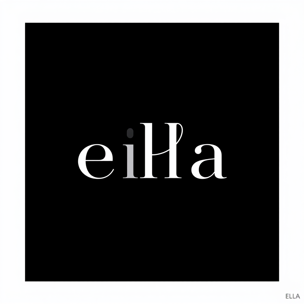 Monogram Logo idea: monogram logo combining the letters Create a minimalist luxury logo for the name “ELLA”, elegant black background, single continuous-line symbol formi
