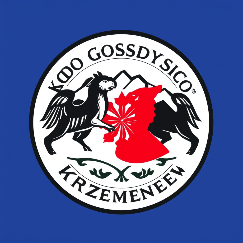 Main logo studio: Koło Gospodyń Wiejskich w Krzemieniewie, skrót KGW Krzemieniew, logo folklor polski, żywe kolory, takie w sam raz dla kobiet z koła na dożynki
