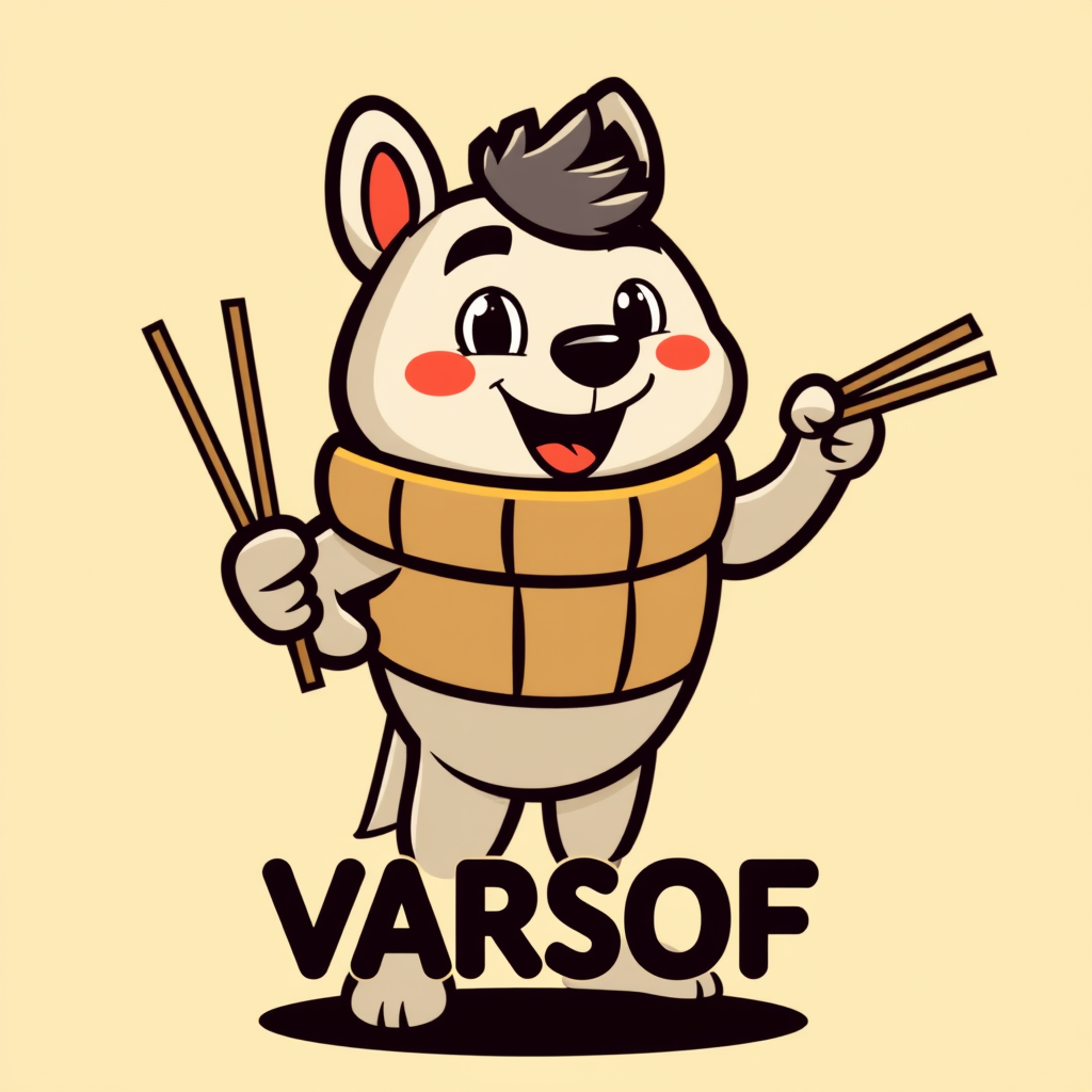 Main logo studio: Create a mascot logo for VARSOF, a dimsum food business. The mascot should combine the different personalities of all partners into one unique charact