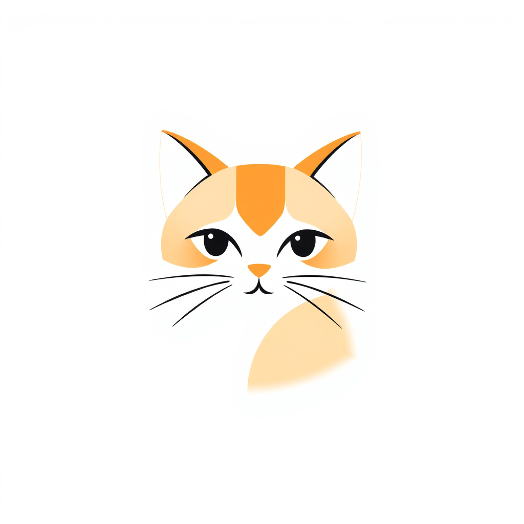 Minimalist Logo idea: minimalist logo, simple geometric mark for Podrías hacerme un logo lindo relacionado con un gato naranja femenina que sea cute , flat vector, clean li