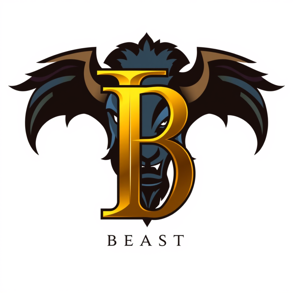 Main logo studio: elegant monogram logo combining letters I and B, gold, luxury brand “Create a logo for my gym named IRON BEAST. Put a BEST IMAGE FORM YOUR SIDE in the